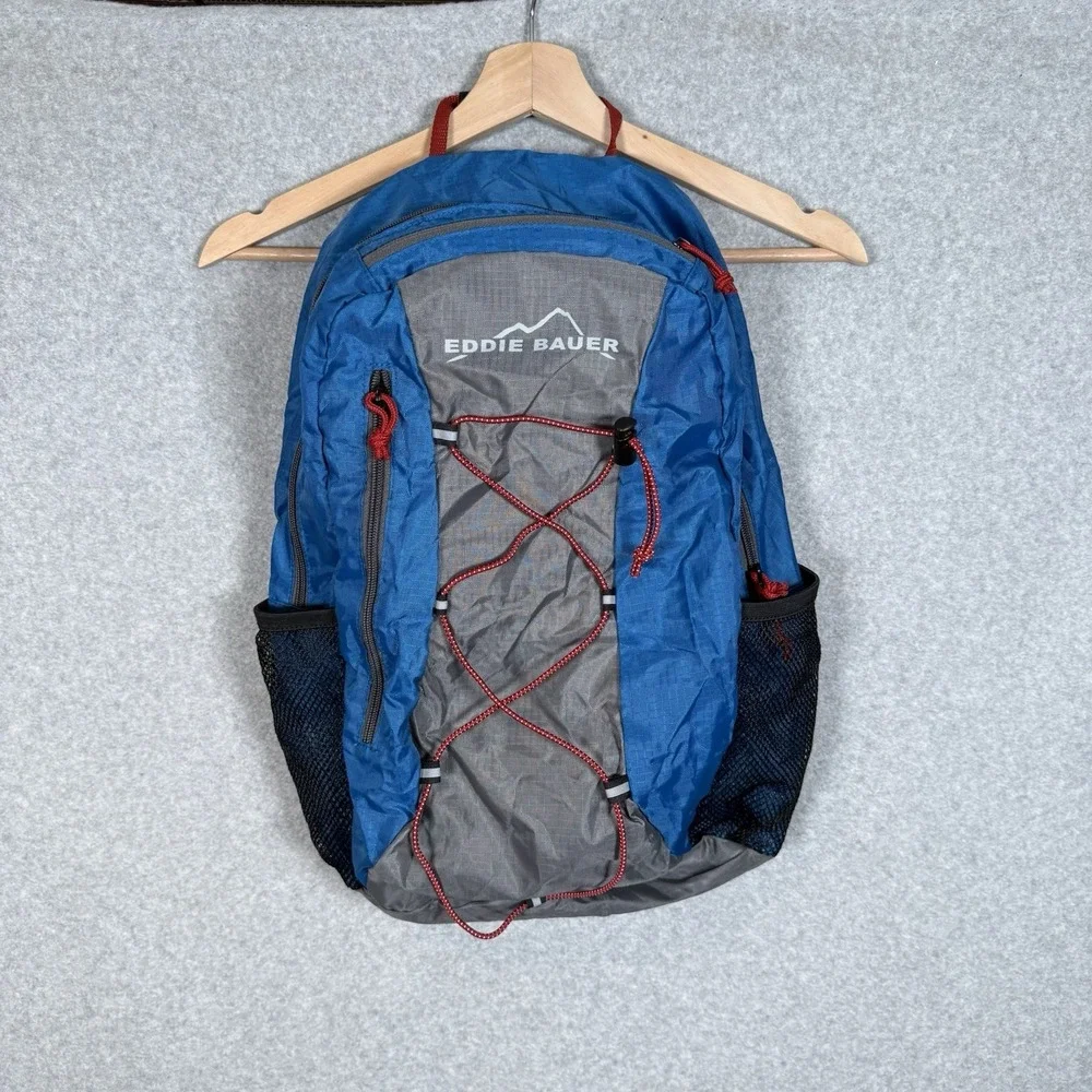 Eddie Bauer Packable Ruck Pack Polyester Utility Sport Backpack Blue Gray 20L